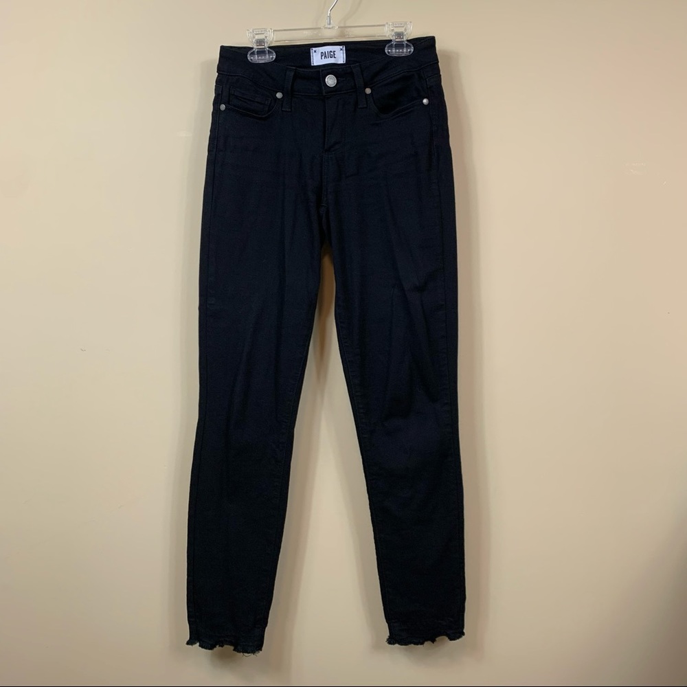 Paige Verdugo Ankle Raw Hem Black Skinny Jeans